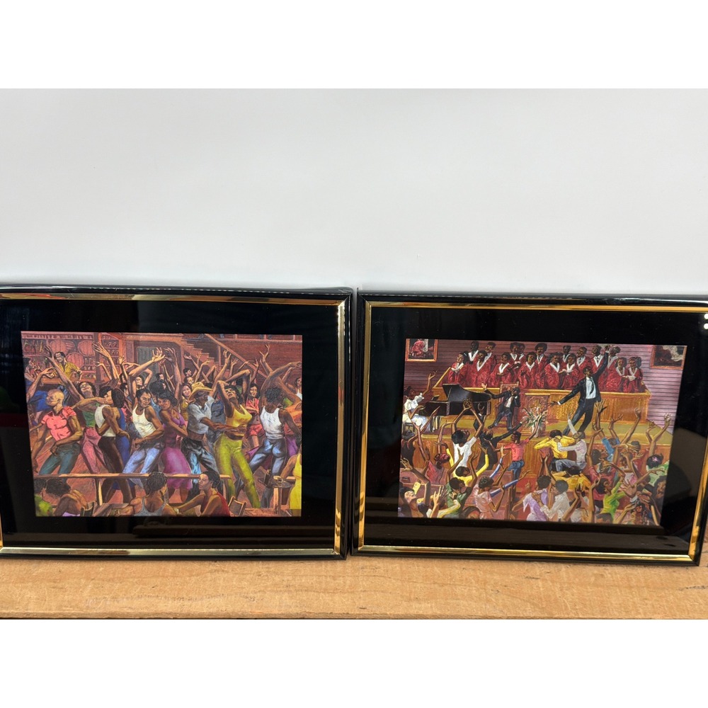 Vintage African American Art Prints Set of 2 Church Choir & Dance Hall 8x10